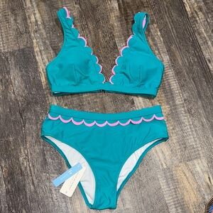 Cupshe Teal and Pink Women’s Bikini size small. NWT